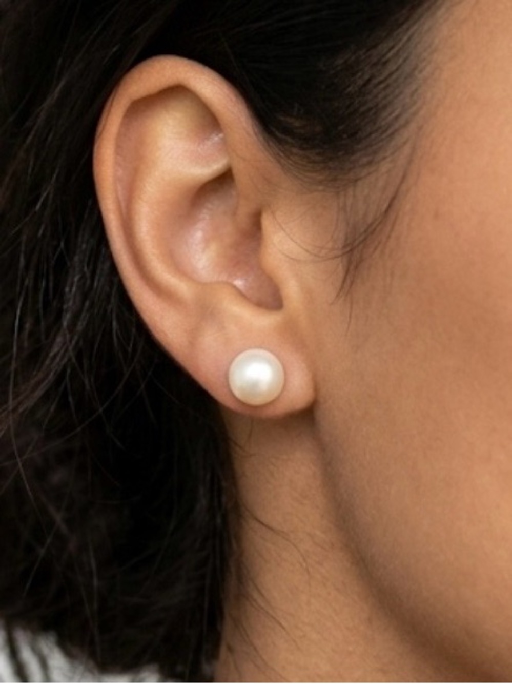 Vintage 14K Yellow Gold 9mm Pearl Stud Earrings Fine Estate Studs 585